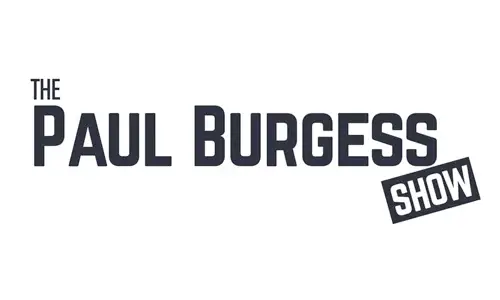 The image shows the logo for The Paul Burgess Show with the word SHOW tilted and enclosed in a box. The text is in bold, uppercase letters on a white background.